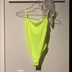 Boohoo neon ribbed bodysuit (thong)